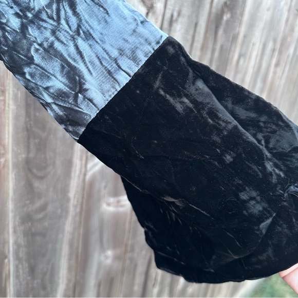 Morgan & Oates Crushed Velvet Scarf Block Color Black Green By Harrods 52”X8.5” - Picture 4 of 5